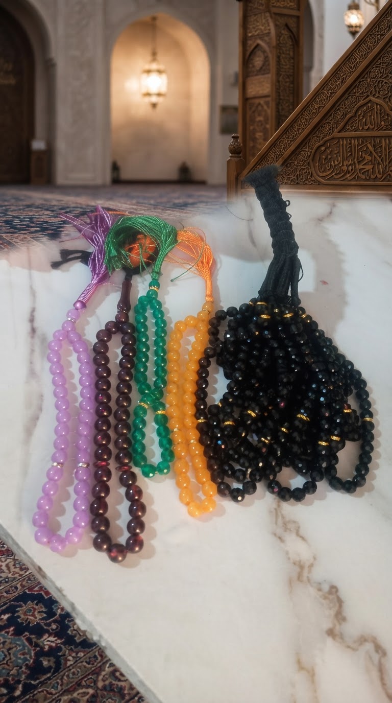 تسبیح رنگی و مشکی جنس لاکی